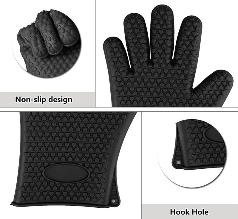 Grill Gloves, Silicone Oven Gloves, Heat-resistant Kitchen Gloves, Cooking  Insulation Tools, Grill Baking Tools * Red