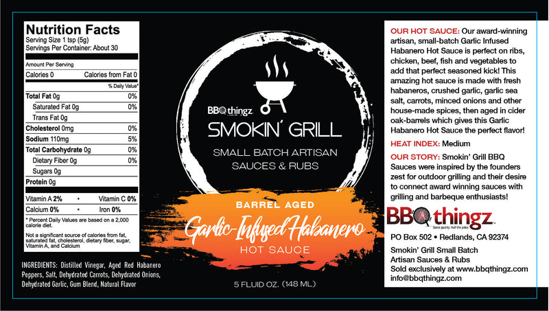 Garlic Infused Habanero Hot Sauce - BBQthingz.com | Artisan Hot Sauces