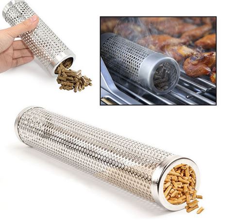 6" Cylinder Wood Chip BBQ Smoker Box | Grilling & BBQ Accessories