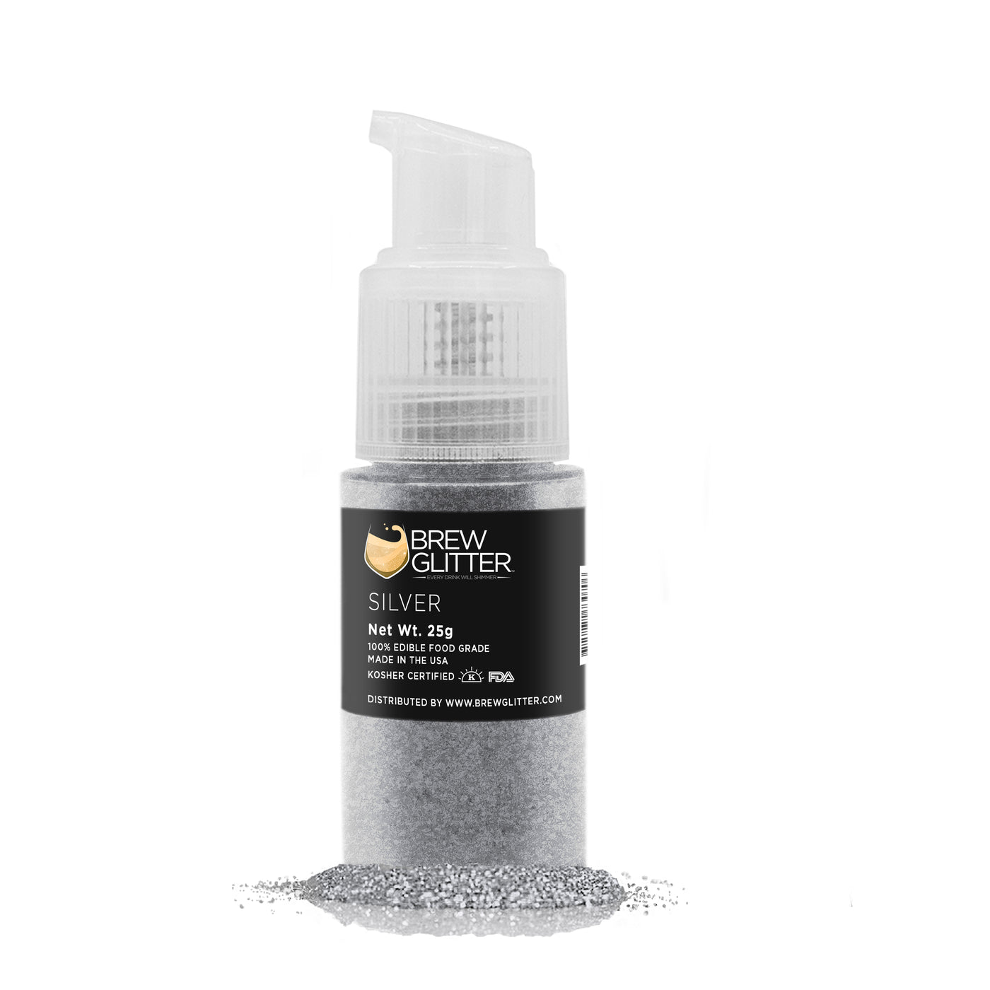 Silver Edible Glitter Spray 25g Pump | Tinker Dust | Bakell