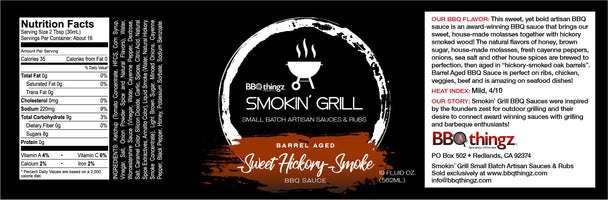 Sweet Hickory Smoke BBQ Sauce - BBQthingz.com | Smokin' Grill Barrel Aged Artisan BBQ Sauce