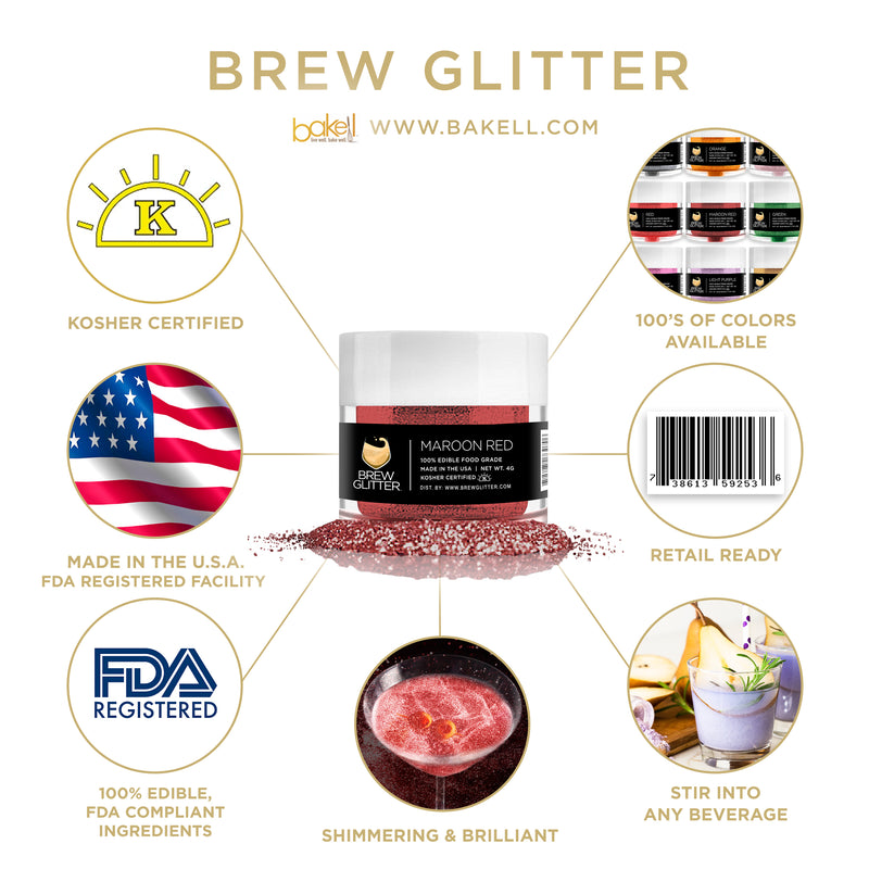 Maroon Red Brew Glitter | Food Grade Beverage Glitter