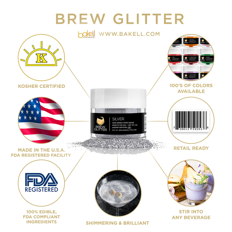 Silver Brew Glitter | Food Grade Beverage Glitter