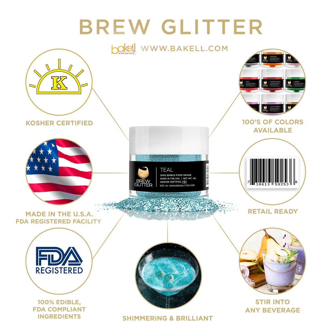 World of Confectioners - Edible Drink Glitter - Turquoise - Teal Brew  Glitter® - 45 g - Brew Glitter - Třpytky do nápojů - Food colors and  pigments, Raw materials