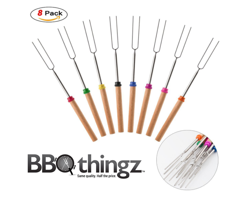 2 PC Set, Retractable Barbecue or Marshmallow Roasting Skewers/ Forks